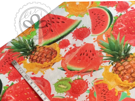 50 cm Jersey Exotische Früchte Obst  Digitaldruck Meterware