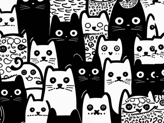 Exclusive Jersey Katzen Schwarz -Weiß Meterware