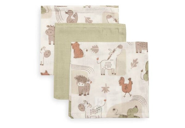 Jollein Hydrofiele Monddoekjes Barn Buddies 31x31 cm 3 Stuks