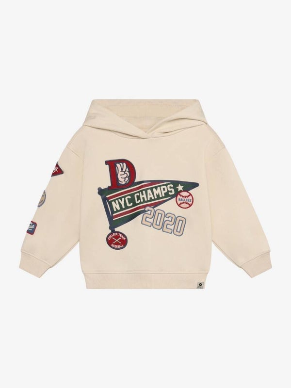 Daily7 oversized hoodie Badges – Sandshell