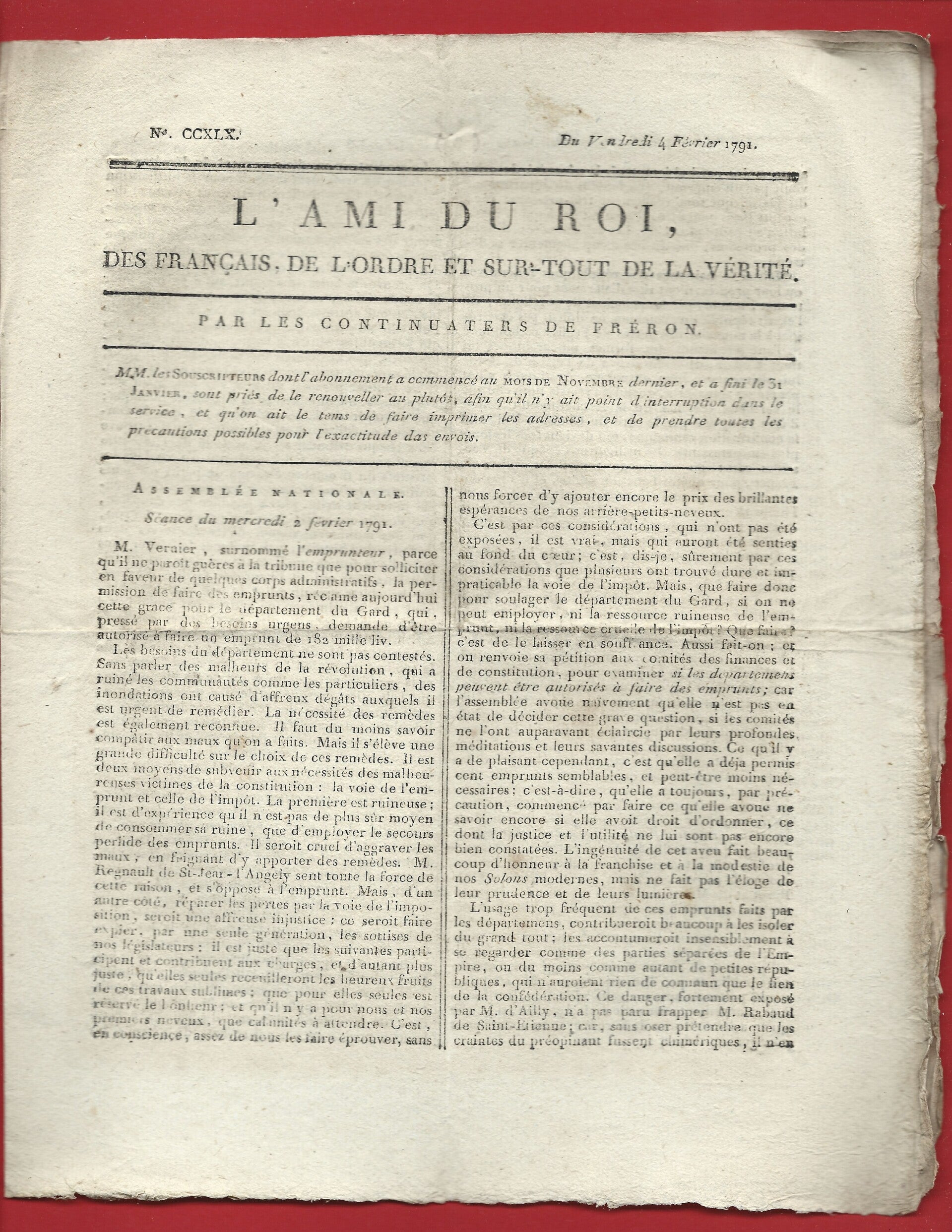 1791 Révolution journal . L'AMI DU ROI, DES FRANÇAIS, DE L'ORDRE ET SUR-TOUT DE LA VÉRITÉ