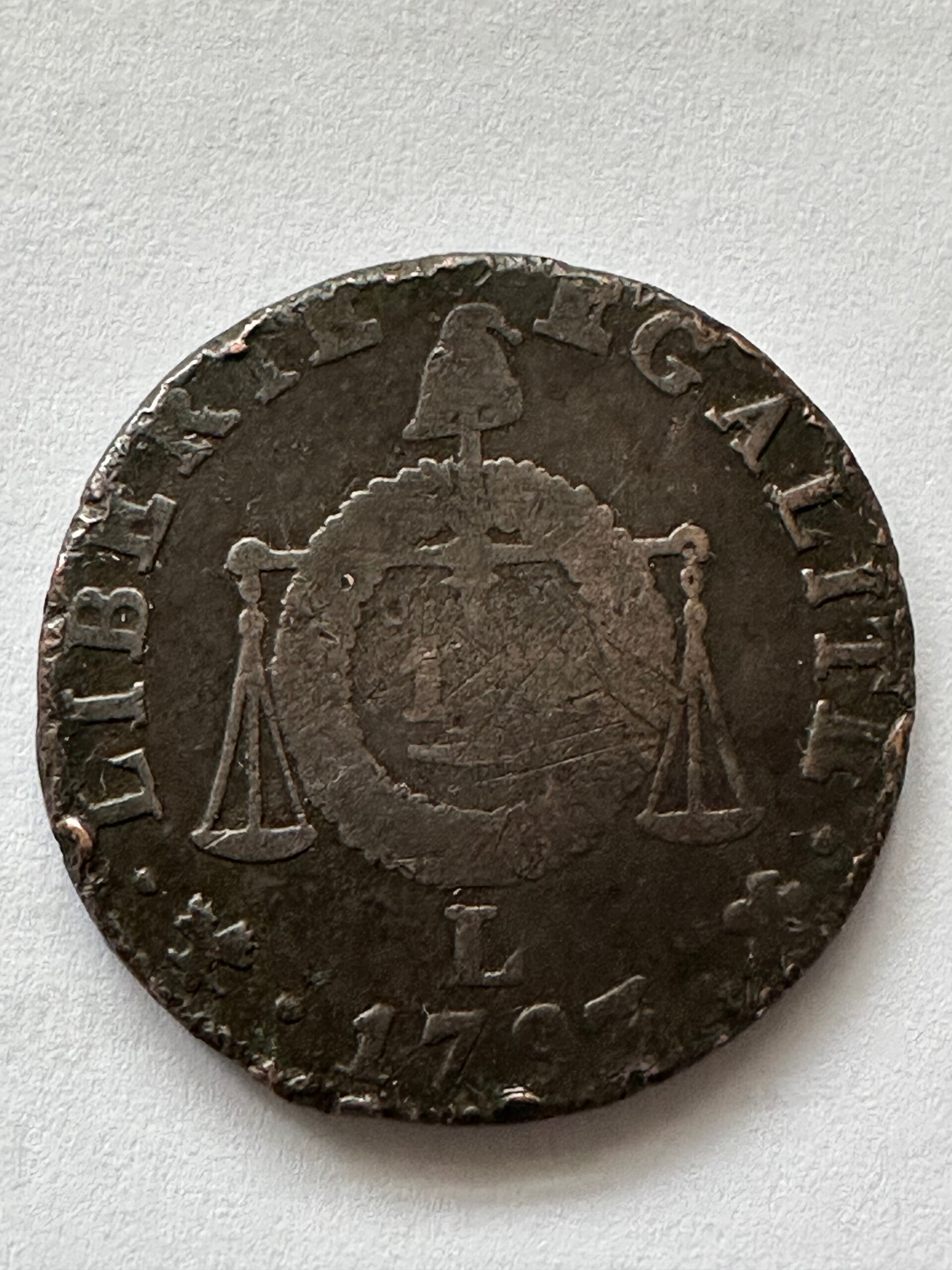 1793 / An II Sol dit « à la table de la Loi » (ou Sol aux balances) BAYONNE