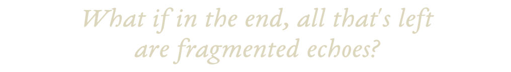 What if in the end, all that's left are fragmented echoes?
