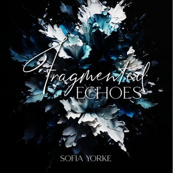Fragmented Echoes bookcover, blue and white floral splash