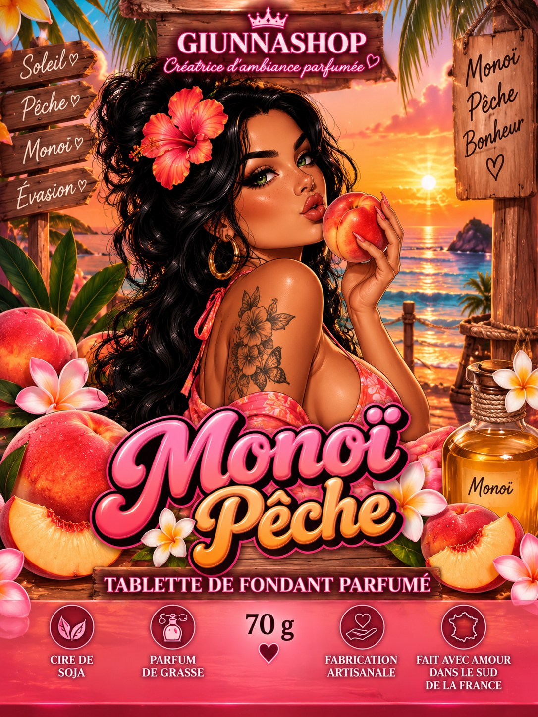 Tablette monoï pêche