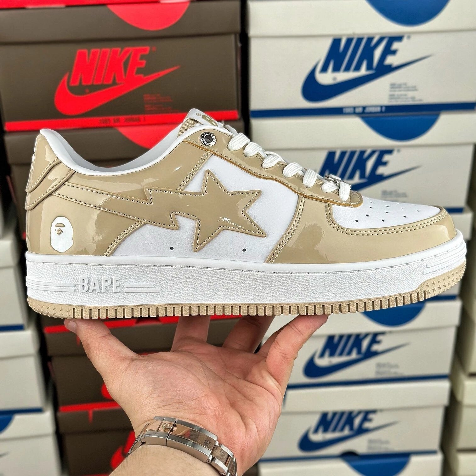Bapesta brown and white