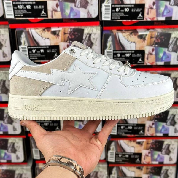Bapesta rice white gray suede