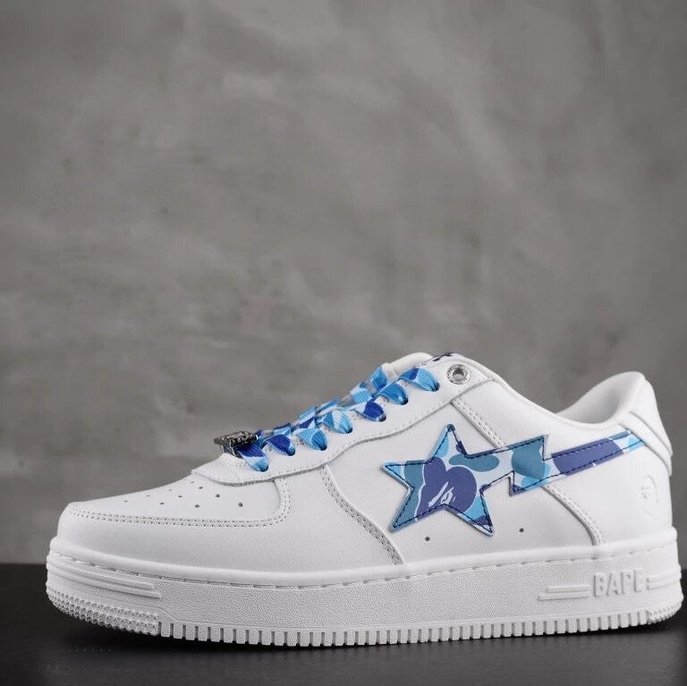 Bapesta White and blue camouflage