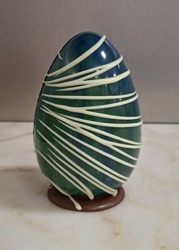 luxe ei blauw, groen chocolade sprits