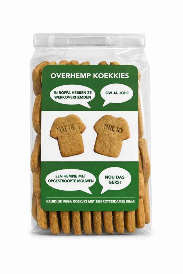 🍪Overhemp Koekkies – Rotterdamse Vega Koekjes in Werkoverhemd‑vorm