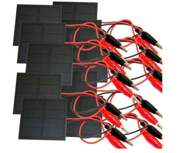 Zonnecel met krokodillenklemmen 200 mA – 2V, 10-delige set