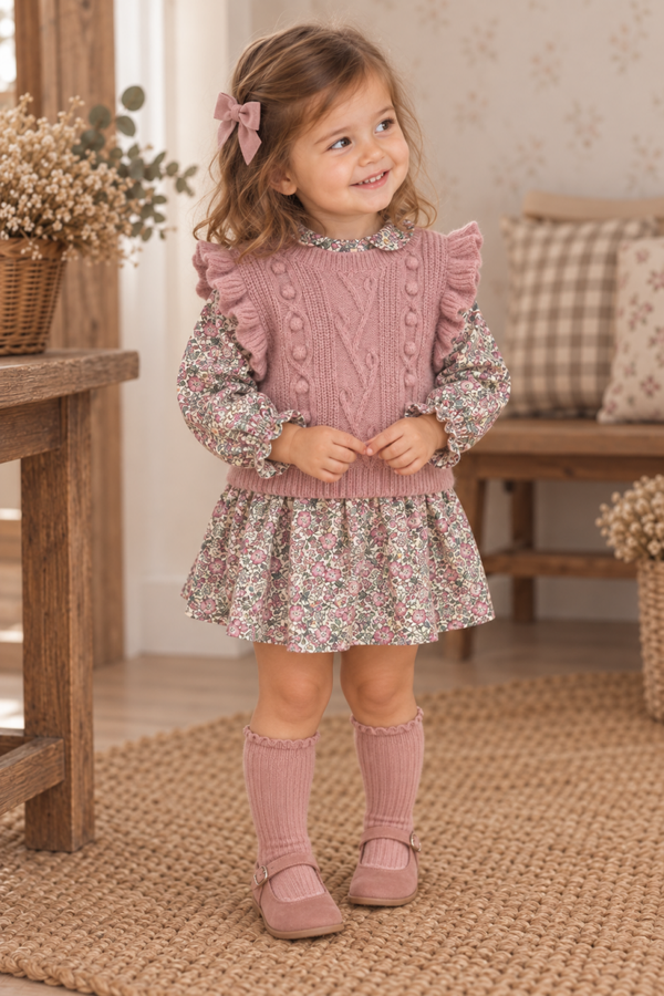 Conjunto chaleco rosa