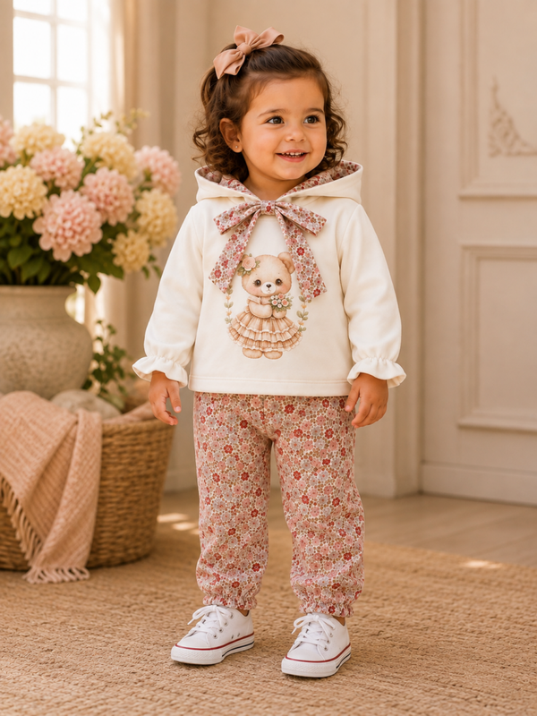 Conjunto osito flores
