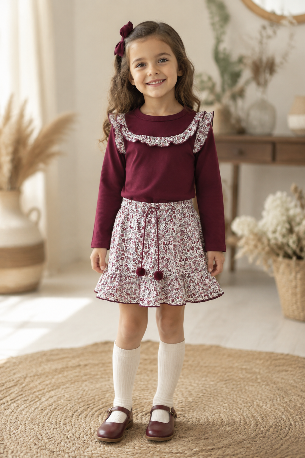 Conjunto burdeo niña