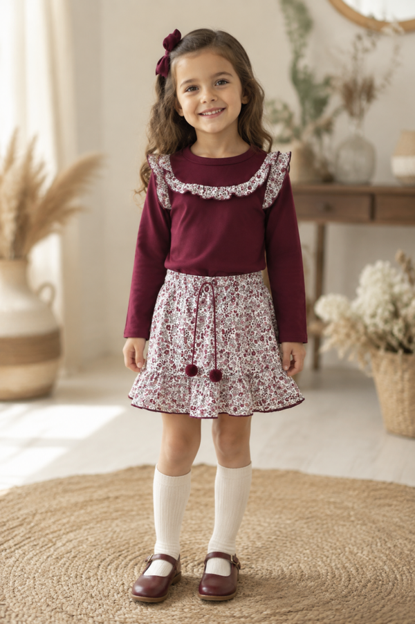 Conjunto burdeo niña