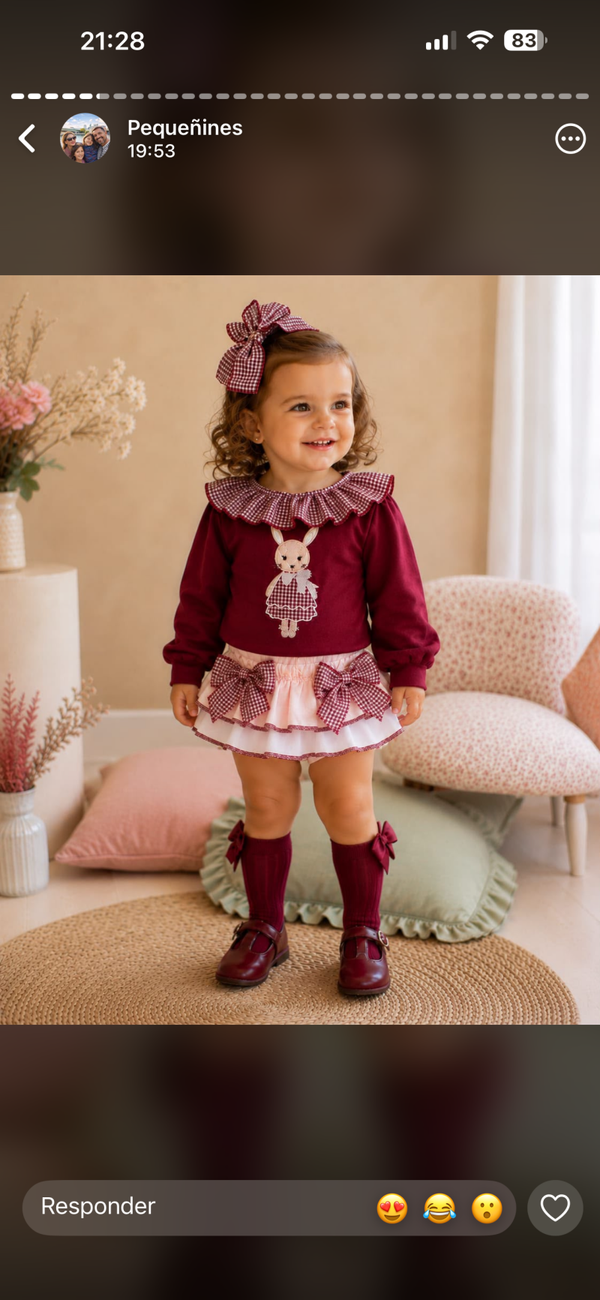 Conjunto burdeo conejito