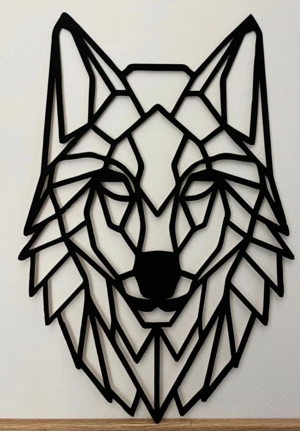🐺 Geometryczny Wilk – Nowoczesna Dekoracja Ścienna w Stylu Loft ⬛