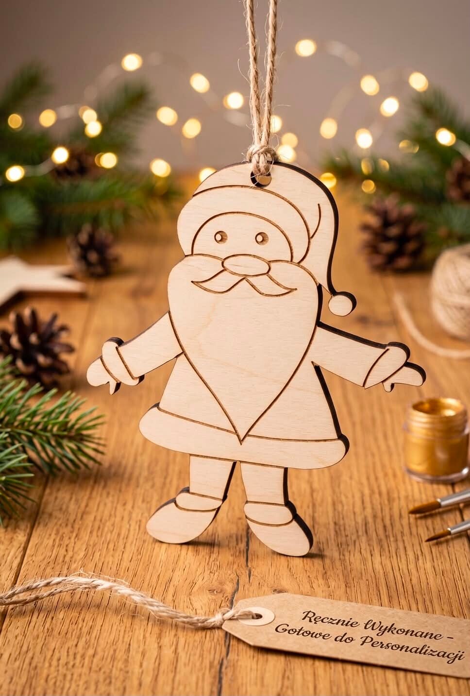 🎅 Stwórz Własną Magię Świąt! Drewniany Mikołaj do Malowania i Dekoracji 🎄