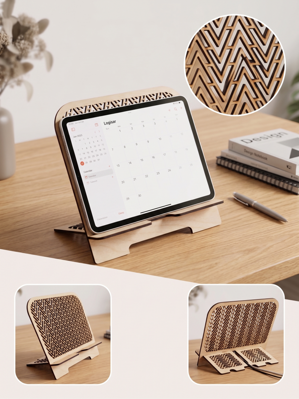 📱 Drewniana Podstawka pod Tablet – Ergonomia w Ażurowym Wydaniu 💻