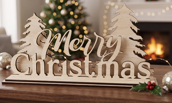 🎄 Drewniany Napis Stojący "Merry Christmas" – Świąteczne Życzenia z Leśnym Akcentem 🌲