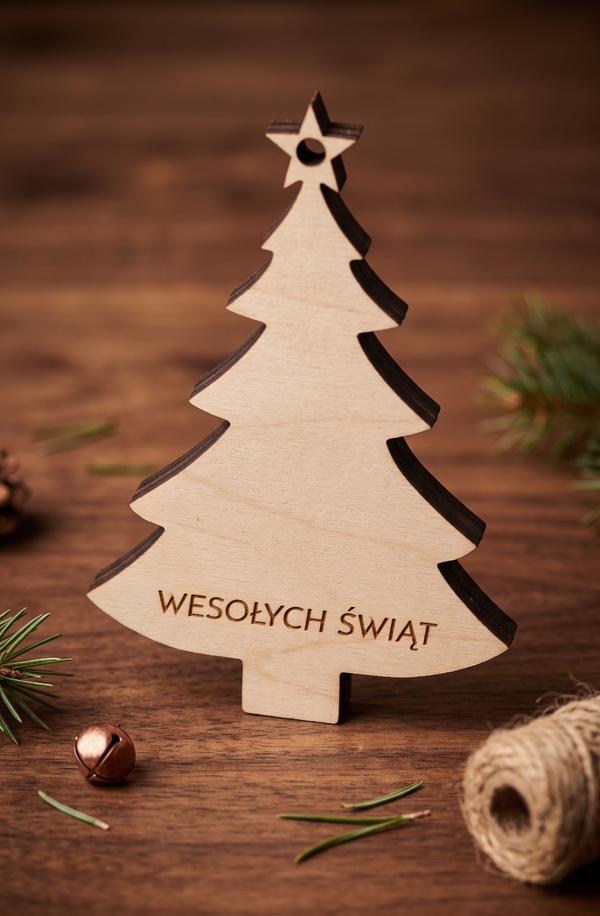 🎄 Drewniana Zawieszka Choinka – Świąteczna Klasyka i Minimalizm ⭐