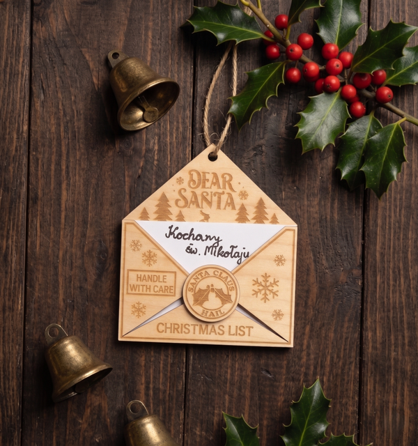 ✉️ Drewniana Zawieszka Koperta – Świąteczna Poczta w Stylu Vintage! 🎅
