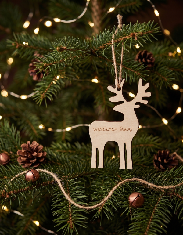 🦌 Drewniana Zawieszka Renifer – Leśna Magia i Świąteczne Życzenia 🎄