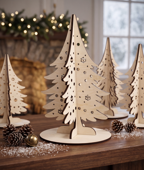 🎄 Przestrzenna Choinka Drewniana 3D – Zbuduj Swój Zimowy Las! 🌲