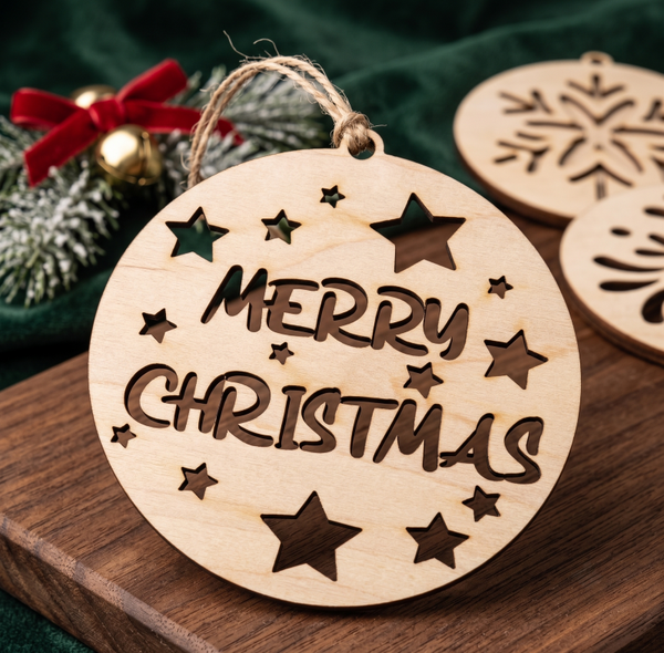 ⭐ Drewniana Zawieszka "Merry Christmas" – Świąteczne Życzenia w Ekologicznym Wydaniu 🎄