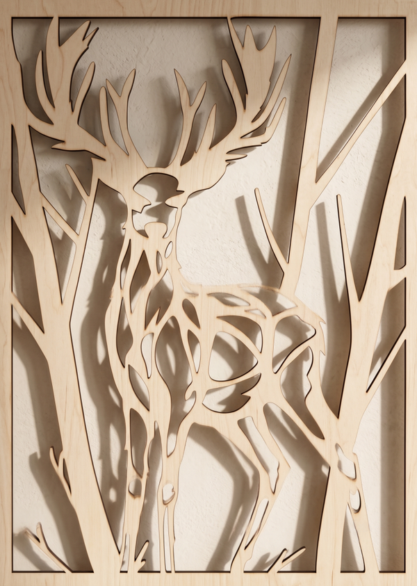 🦌 Drewniany Obraz Ażurowy – Majestatyczny Jeleń w Leśnej Gęstwinie 🌲