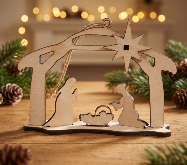 🌟 Drewniana Szopka Bożonarodzeniowa 2w1 – Magia Świąt w Minimalistycznym Wydaniu 🎄