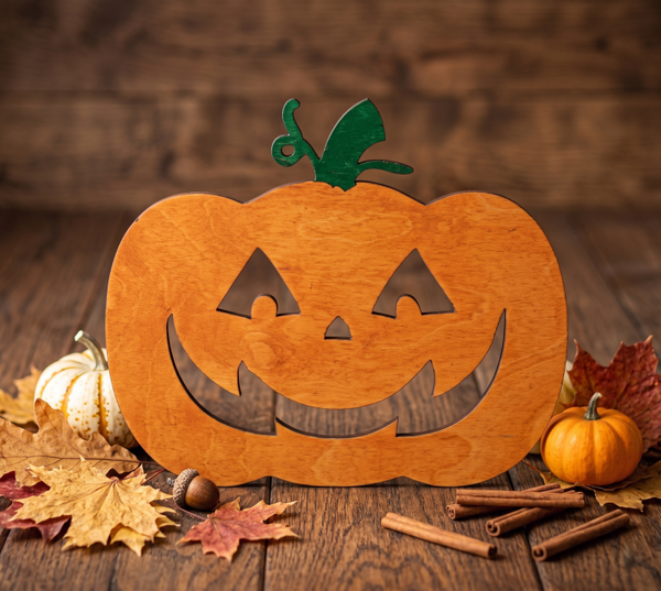 🎃 Drewniana Dynia Jack-o'-lantern – Przyjazny Duch Jesieni! 🍂
