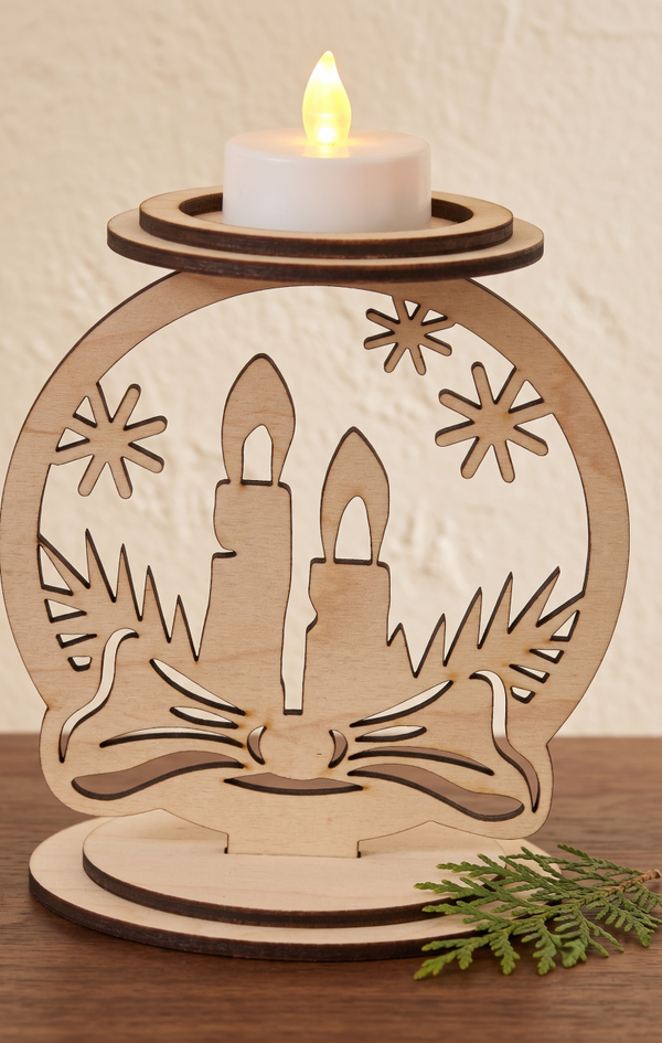 🕯️ Drewniany Świecznik – Świąteczny Blask ujęty w Drewnie 🎄