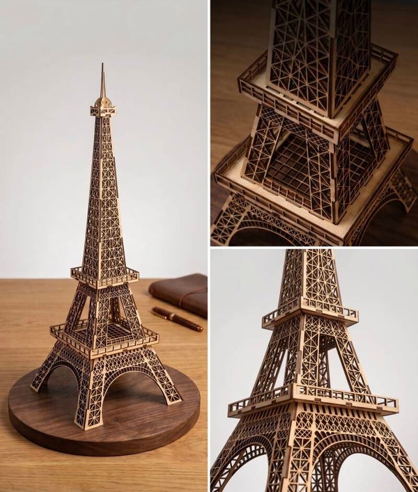 🗼 Drewniany Model Wieży Eiffla 3D – Architektoniczne Arcydzieło w Twoim Domu!