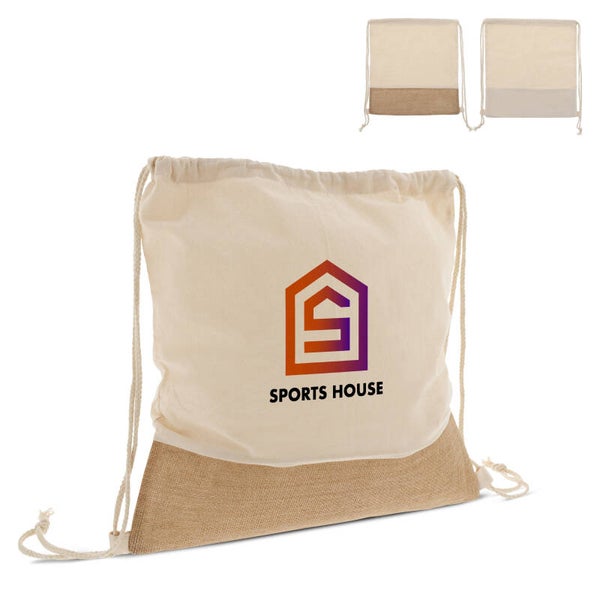 Trekkoord rugzak Jute met katoenen koorden 38x41cm
