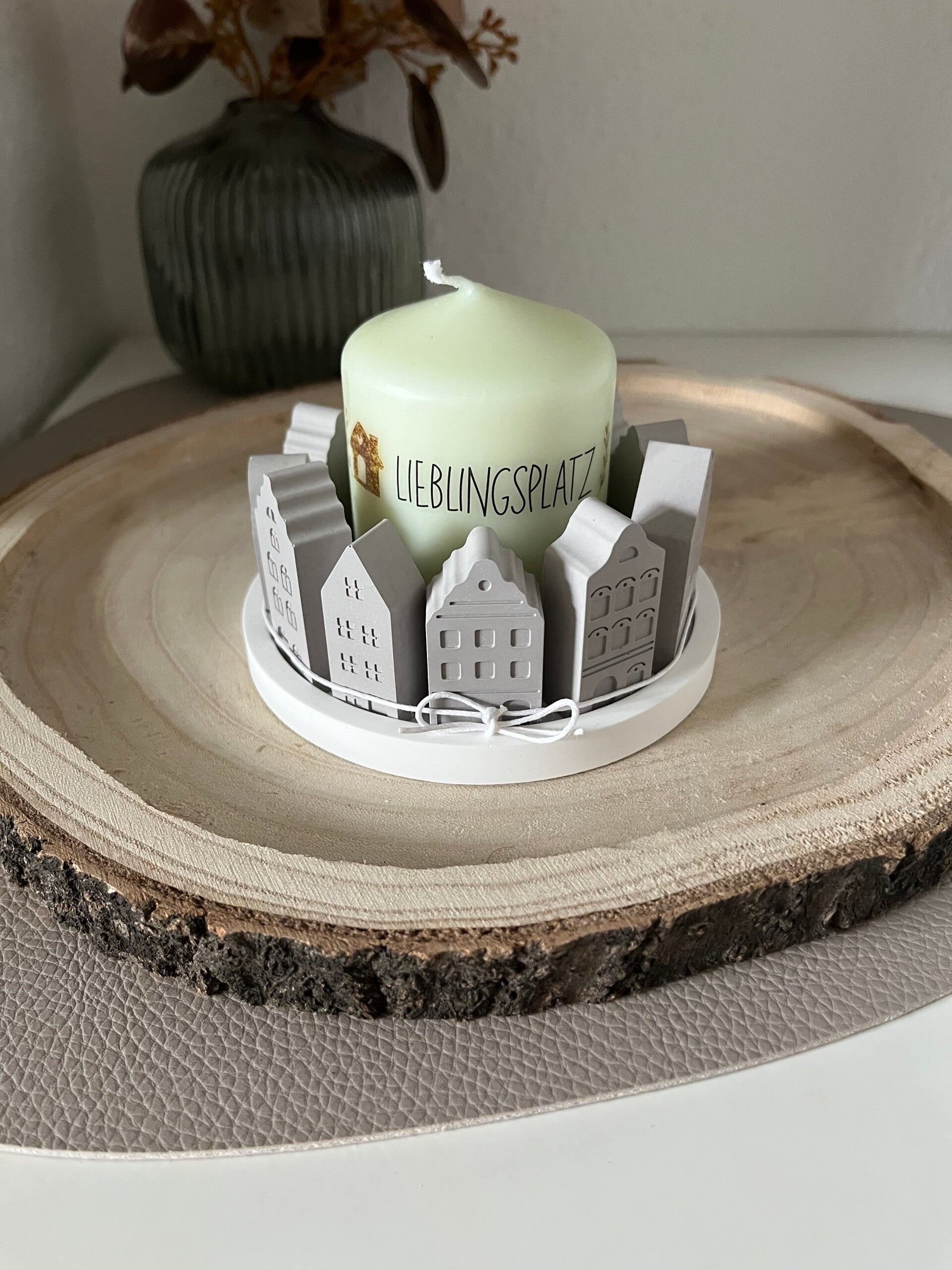 Häuserring Keramik mit Stumpenkerze