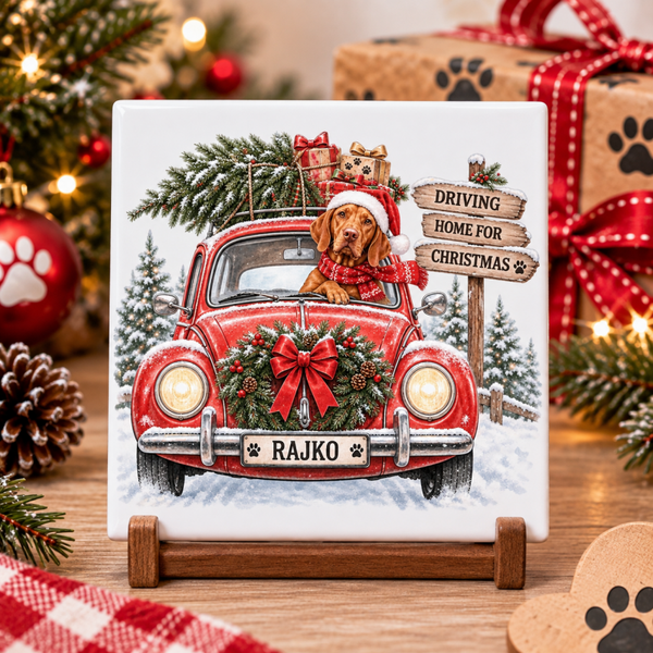 Gepersonaliseerd kerst tegel 10x10 cm(alle rassen)