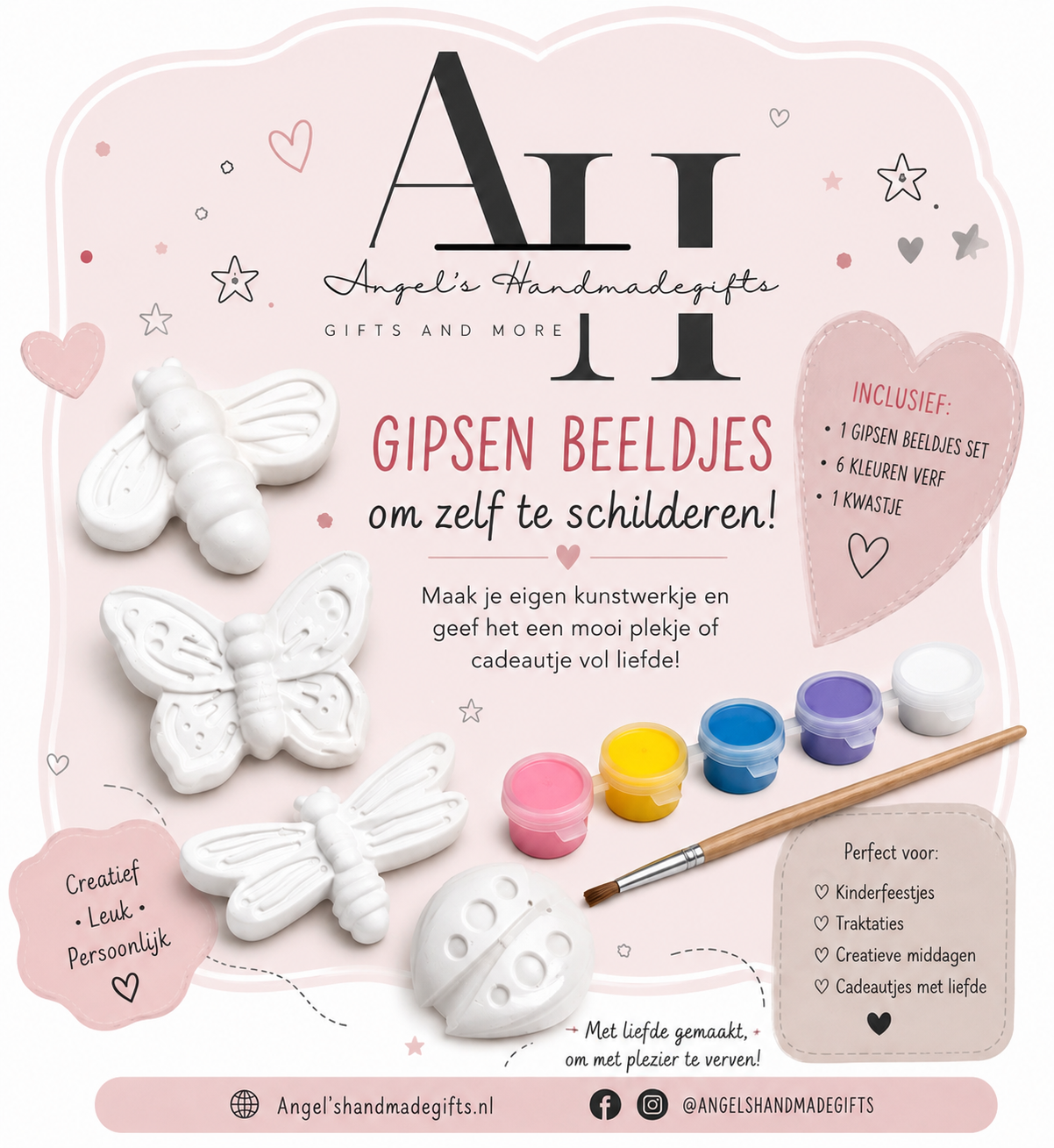 setje gips verven vlinders