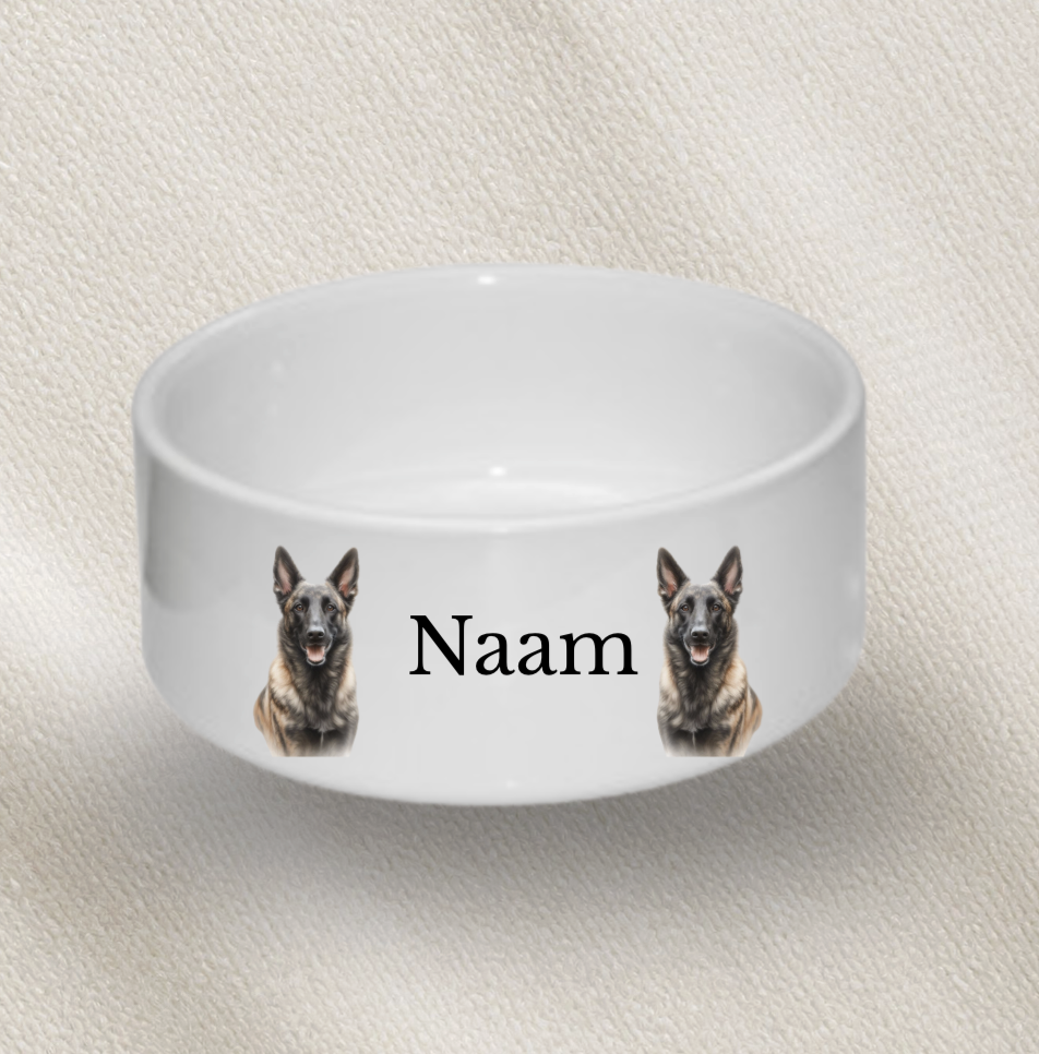 Gepersonaliseerde Mechelse herder Voerbak – Met Naam | Stijlvolle Hondenvoerbak voor Mechelse herders