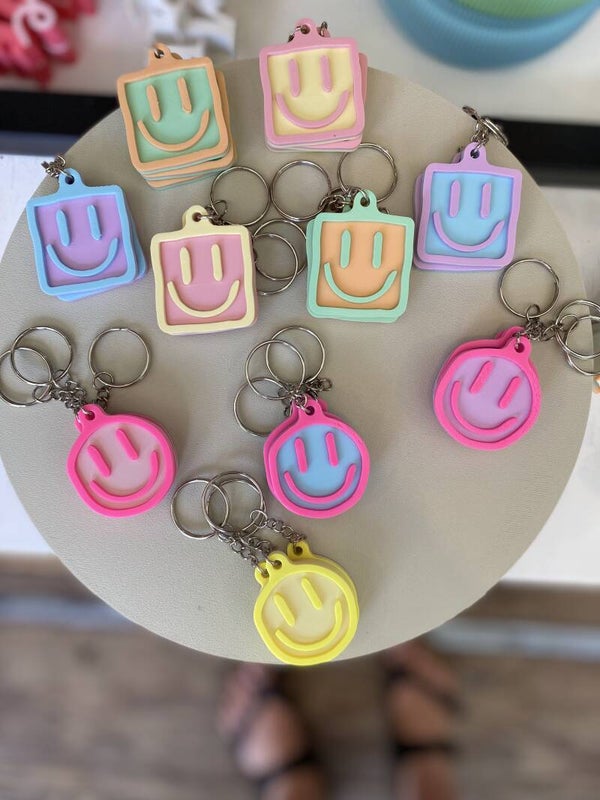 Smiley sleutelhanger neon