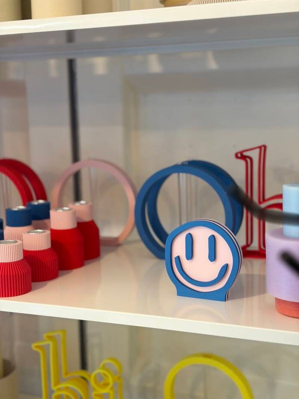 Smiley Peachpink/blauw