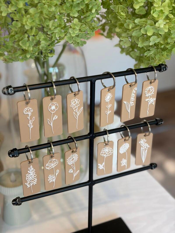 Geboortebloemen sleutelhanger