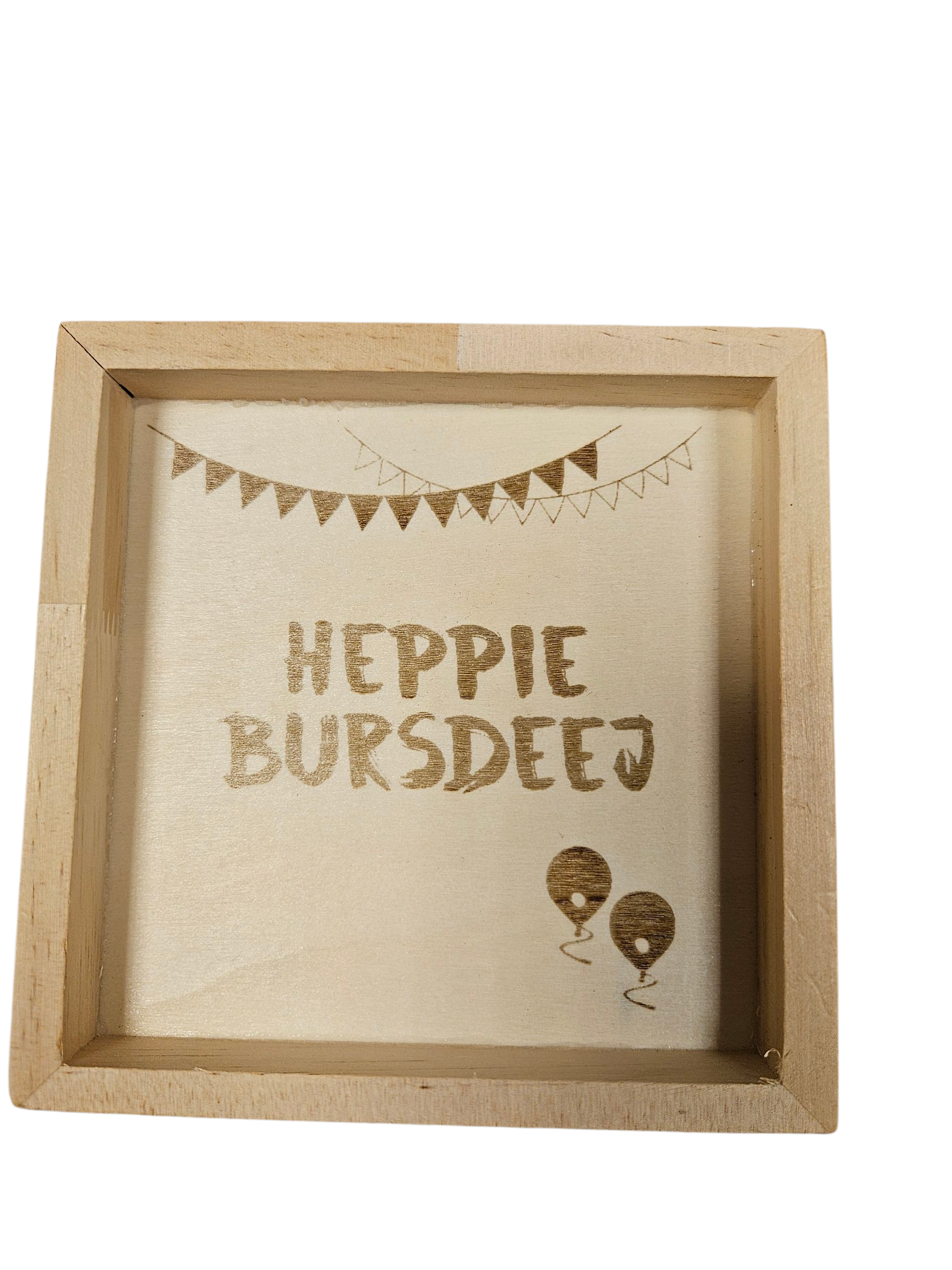 Houten schilderijtje verjaardag