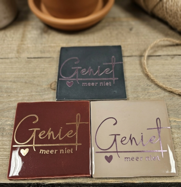 Tegeltje 'geniet'