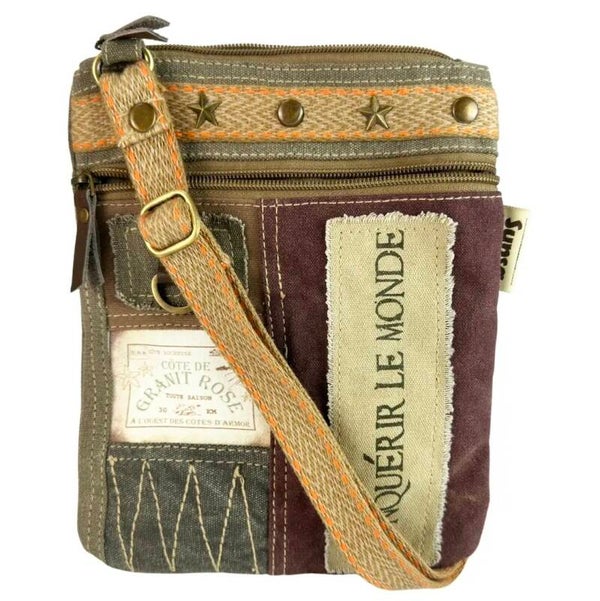 Sunsa canvas vintage schoudertas/crossbody