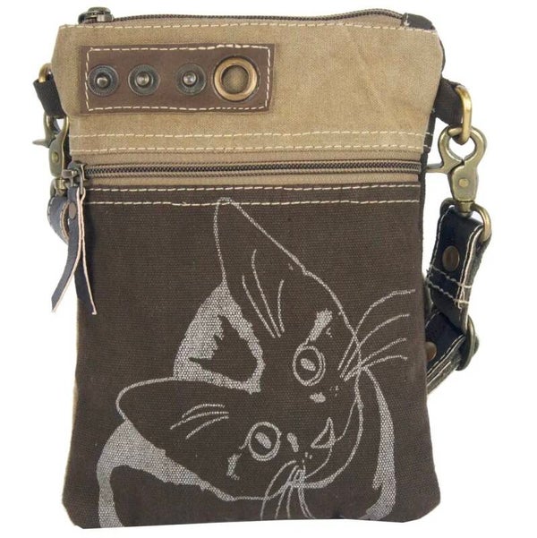 Sunsa canvas vintage katten schoudertas