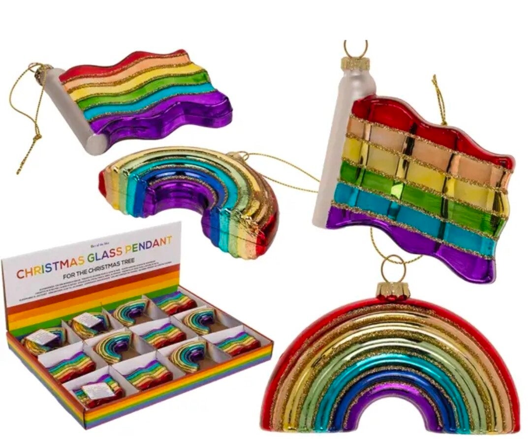 Glazen kerstboom hanger pride