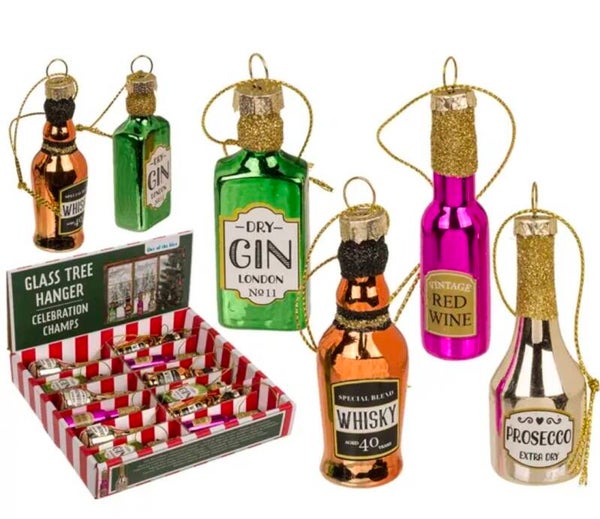 Glazen kerstboom hanger drankfles