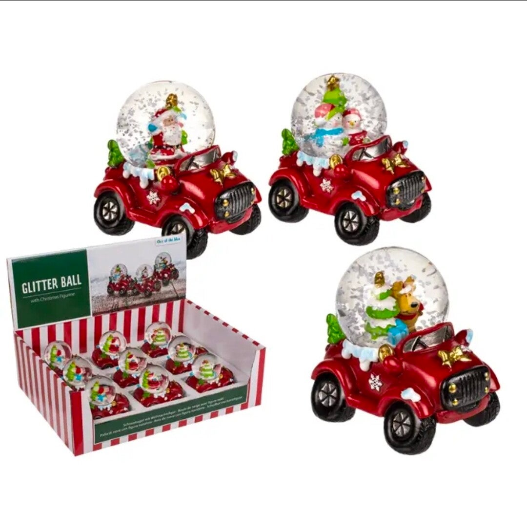 Kerst sneeuwbal auto