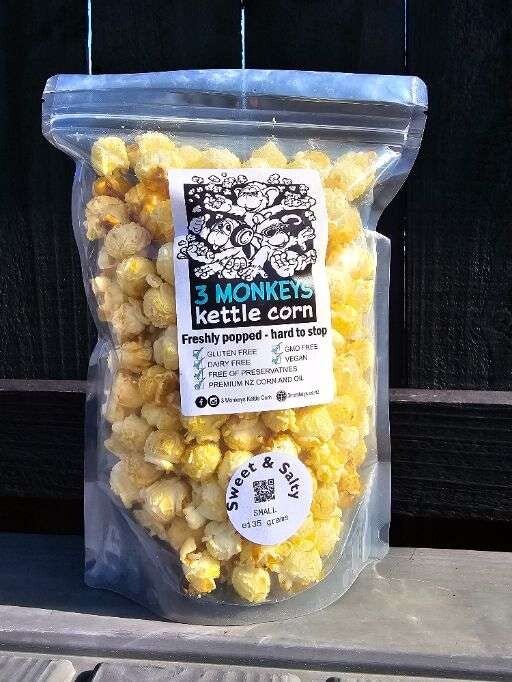 3 Monkeys Kettle Corn Sweet & Salty Small 135g